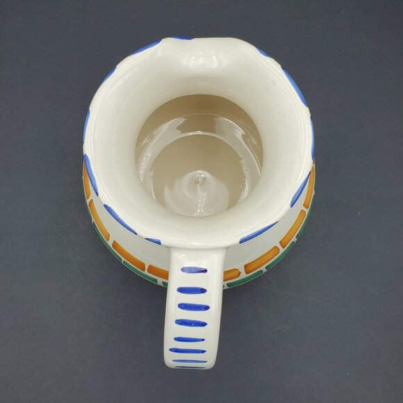 Pier 1 Colorful Blocks Pitcher Blue Red Green Orange Bricks Rectangles on Cream - Picture 6 of 8